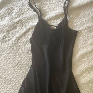 Vintage slip dress with a lace bust and a high slit